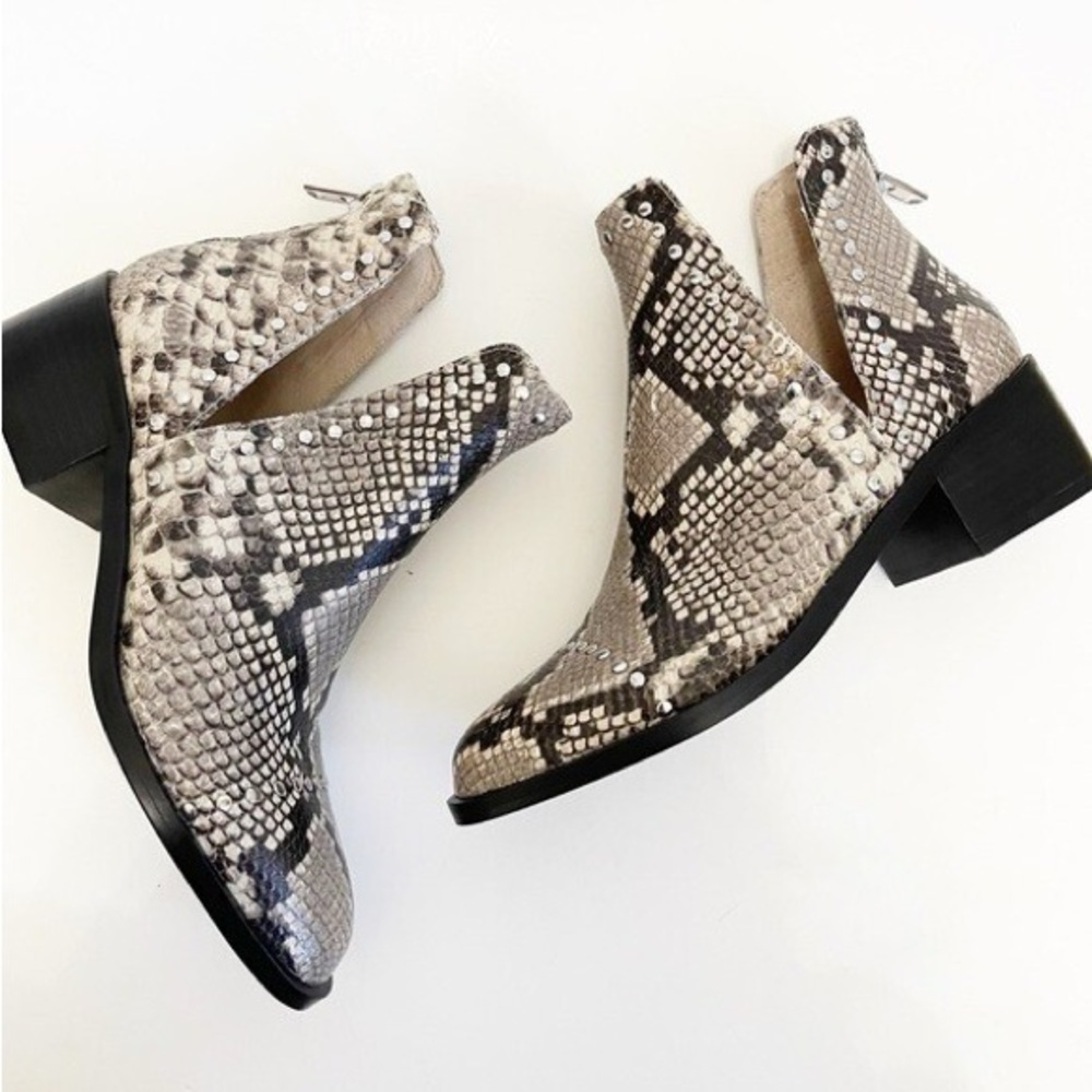 Steve Madden Snakeskin Studded Conspire Booties, NEW